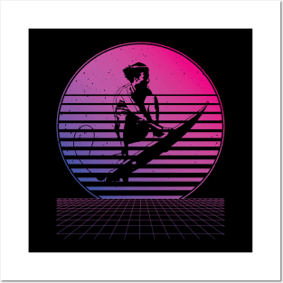 Retro Surfing Lovers Sports Shirt Beach Surfer Girls Funny Posters and Art